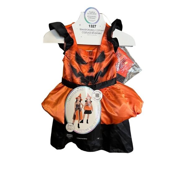 2-In-1 Transforming Reversible Pumpkin Scarecrow Costume Child Size Small 4-6 - Picture 3 of 4